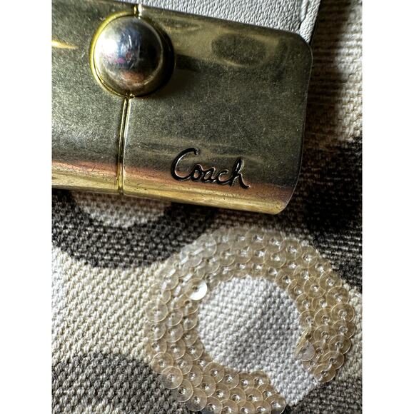 Coach Kristin Swing Bag 43725 Crossbody Sequin Signature Beige Brown (CON79) - Picture 2 of 7